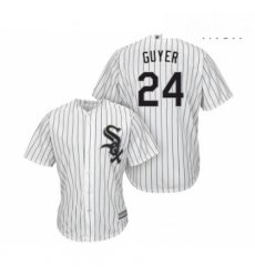 Mens Chicago White Sox 24 Brandon Guyer Replica White Home Cool Base Baseball Jersey 