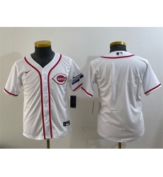 Youth Cincinnati Reds Blank White 2025 Speedway Classic Stitched Baseball Jersey Youth Cincinnati Reds Blank White 2025 Speedway Classic Stitched Baseball Jersey