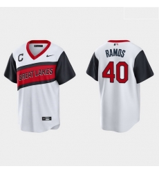 Men Cleveland Indians 40 Wilson Ramos Men Nike White 2021 Little League Class Game MLB Jersey