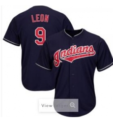 Men Indians 9 Sandy Leon Navy Cool Base Jersey