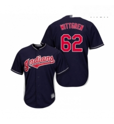 Mens Cleveland Indians 62 Nick Wittgren Replica Navy Blue Alternate 1 Cool Base Baseball Jersey 