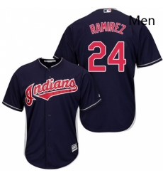 Mens Majestic Cleveland Indians 24 Manny Ramirez Replica Navy Blue Alternate 1 Cool Base MLB Jersey