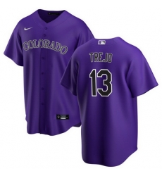 Men Colorado Rockies 13 Alan Trejo Purple Stitched Baseball Jersey