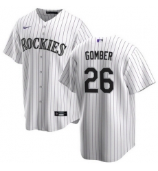 Men Colorado Rockies 26 Austin Gomber White Cool Base Stitched Baseball Jersey