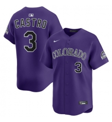 Men Colorado Rockies Nike Purple Alternate Limited Jersey Castro Willi 3