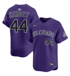 Men Colorado Rockies Nike Purple Alternate Limited Jersey Herget Jimmy 44