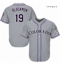 Mens Majestic Colorado Rockies 19 Charlie Blackmon Replica Grey Road Cool Base MLB Jersey