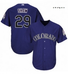 Mens Majestic Colorado Rockies 29 Bryan Shaw Replica Purple Alternate 1 Cool Base MLB Jersey 