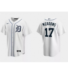 Men Detroit Tigers 17 Austin Meadows White Cool Base Stitched Jersey