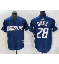 Men Detroit Tigers 28 Javier B E1ez 2024 Navy City Connect Cool Base Stitched Limited Jerseys