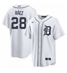 Men Detroit Tigers 28 Javier Baez White Cool Base Stitched Jersey