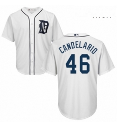 Mens Majestic Detroit Tigers 46 Jeimer Candelario Replica White Home Cool Base MLB Jersey 