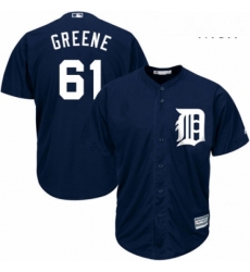 Mens Majestic Detroit Tigers 61 Shane Greene Replica Navy Blue Alternate Cool Base MLB Jersey 