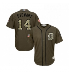 Youth Detroit Tigers 14 Christin Stewart Authentic Green Salute to Service Baseball Jersey 