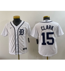 Youth Detroit Tigers 15 Max Clark White Cool Base Stitched Baseball Jersey Youth Detroit Tigers 15 Max Clark White Cool Base Stitched Baseball Jersey