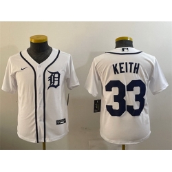 Youth Detroit Tigers 33 Colt Keith White Cool Base Stitched Baseball Jersey