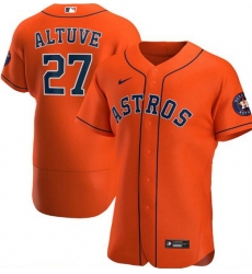 Men Houston Astros 27 Jose Altuve Orange Flex Base Stitched Jersey