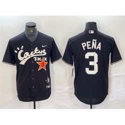 Men Houston Astros 3 Jeremy Pe F1a Black Cactus Jack Vapor Premier Limited Stitched Baseball Jersey