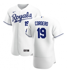 Men Kansas City Royals 19 Franchy Cordero Men Nike White Home 2020 Flex Base Player MLB Jersey