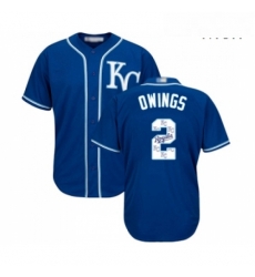 Mens Kansas City Royals 2 Chris Owings Blue Authentic Blue Team Logo Fashion Cool Base Baseball Jersey 