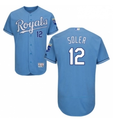 Mens Majestic Kansas City Royals 12 Jorge Soler Light Blue Flexbase Authentic Collection MLB Jersey