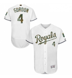 Mens Majestic Kansas City Royals 4 Alex Gordon Authentic White 2016 Memorial Day Fashion Flex Base MLB Jersey