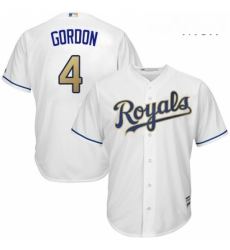 Mens Majestic Kansas City Royals 4 Alex Gordon Replica White Home Cool Base MLB Jersey