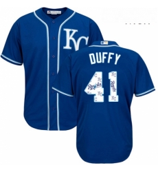 Mens Majestic Kansas City Royals 41 Danny Duffy Blue Authentic Blue Team Logo Fashion Cool Base MLB Jersey