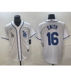 Men Los Angeles Dodgers 16 Will Smith White Cool Base Stitched Baseball Jersey 1