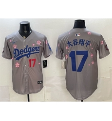 Men Los Angeles Dodgers  17 Shohei Ohtani Grey 2025 Tokyo Series Limited Stitched Baseball Jersey (2)