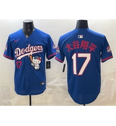 Men Los Angeles Dodgers  17 Shohei Ohtani Royal Hello Kitty Night 2025 World Series Champions Patch Stitched Baseball Jersey (2)