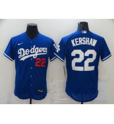 Men Los Angeles Dodgers 22 Clayton Kershaw Royal 2020 Nike Flexbase Jersey