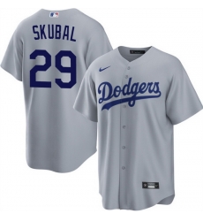 Men Los Angeles Dodgers  29 Tarik Skubal Grey Cool Base Stitched Baseball Jersey