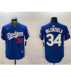 Men Los Angeles Dodgers 34 Toro Valenzuela Royal 2024 World Series Champions With Fernando Memorial Patch Alternate Limited Stitched Baseball Jersey