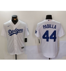 Men Los Angeles Dodgers 44 Vicente Padilla White Cool Base Stitched Baseball Jersey