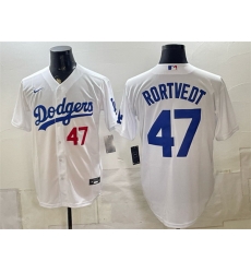 Men Los Angeles Dodgers 47 Ben Rortvedt White Home Cool Base Stitched Baseball Jersey Men Los Angeles Dodgers 47 Ben Rortvedt White Home Cool Base Stitched Baseball Jersey
