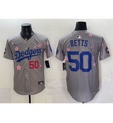 Men Los Angeles Dodgers 50 Mookie Betts Grey 2025 Tokyo Series Limited Stitched Baseball Jersey Men Los Angeles Dodgers 50 Mookie Betts Grey 2025 Tokyo Series Limited Stitched Baseball Jersey