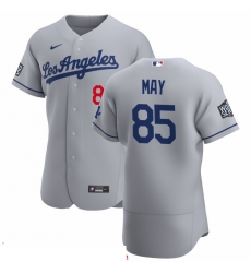 Men Los Angeles Dodgers 85 Dustin May Men Nike Gray Road 2020 World Series Bound Flex Base Team MLB Jersey