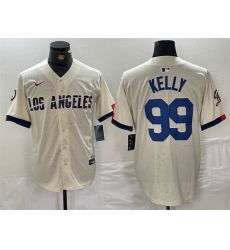 Men Los Angeles Dodgers 99 Joe Kelly Cream Stitched Baseball Jersey