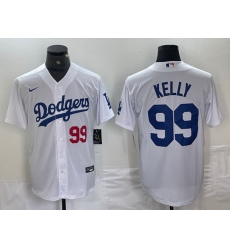 Men Los Angeles Dodgers 99 Joe Kelly White Cool Base Stitched Baseball Jersey