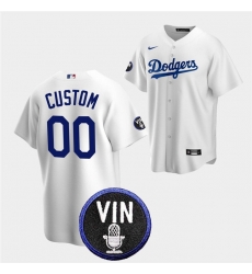 Men Los Angeles Dodgers Active Player Custom 2022 White Vin Scully Patch Cool Base Stitched Baseball Jersey