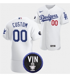 Men Los Angeles Dodgers Active Player Custom 2022 White Vin Scully Patch Flex Base Stitched Baseball Jersey