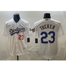 Men Los Angeles Dodgers  Kyle Tucker White 2026 Gold Collection Stadium Stitched Baseball Jersey