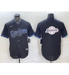 Men Los Angeles Dodgers Team Big Logo Black Cool Base Stitched Baseball Jersey 3