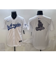 Men Los Angeles Dodgers Team Big Logo White Alternate Stadium Stitched Baseball Jersey