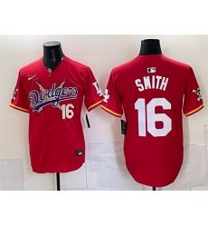 Men Los Angeles Dodgers x One Piece  16 Will Smith Red Vapor Premier Limited Stitched Baseball Jersey