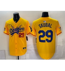 Men Los Angeles Dodgers x One Piece  29 Tarik Skubal Yellow Vapor Premier Limited Stitched Baseball Jersey