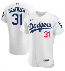 Men Men Los Angeles Dodgers 31 Max Scherzer White Home Flex Base Jersey