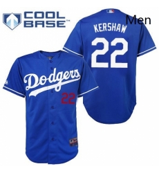 Mens Majestic Los Angeles Dodgers 22 Clayton Kershaw Authentic Royal Blue Cool Base MLB Jersey