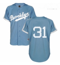 Mens Majestic Los Angeles Dodgers 31 Joc Pederson Authentic Light Blue Cooperstown MLB Jersey